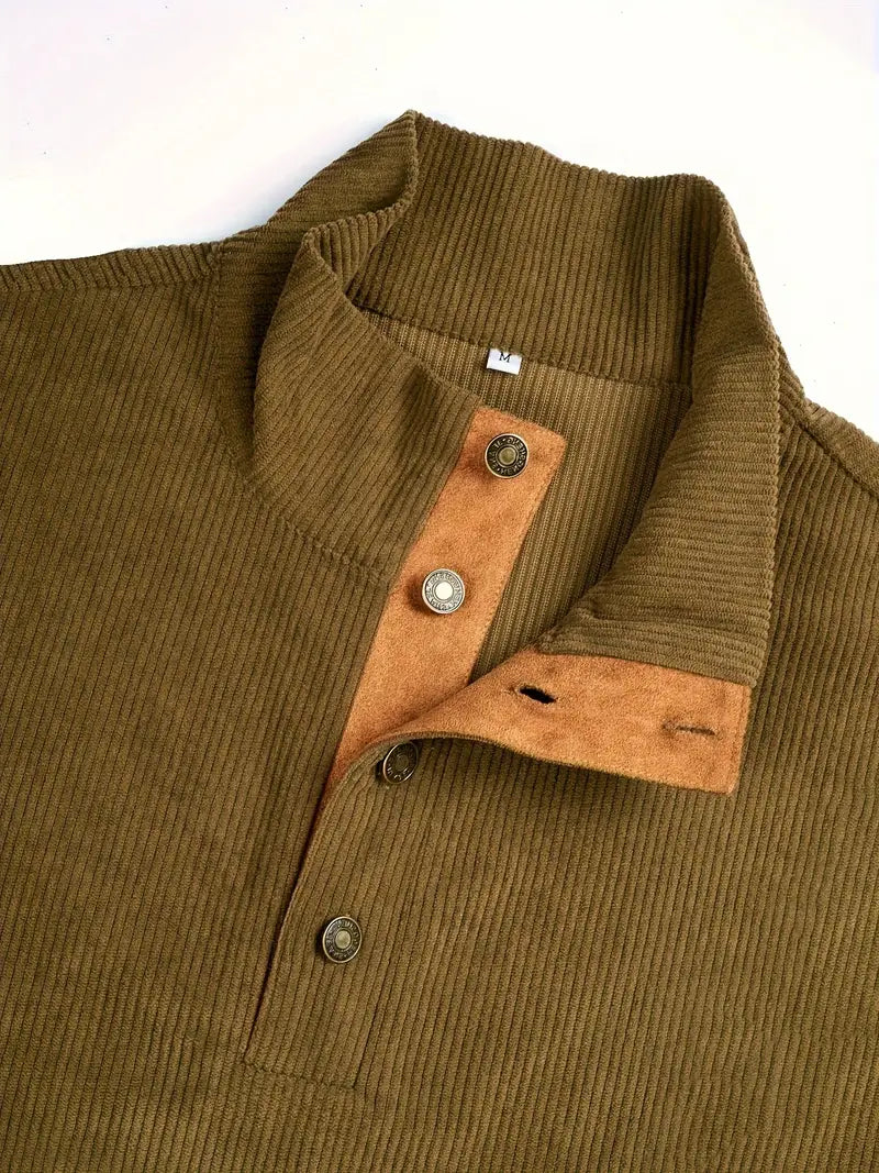 Krieger™ | Klassischer Cordpullover mit Knöpfen & Ellenbogen-Patches