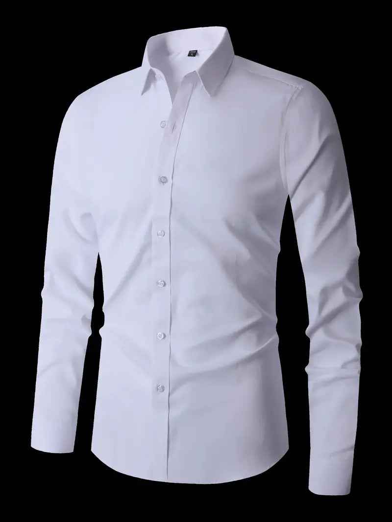 Huber™ | Schlichtes einfarbiges Slim-Fit-Hemd