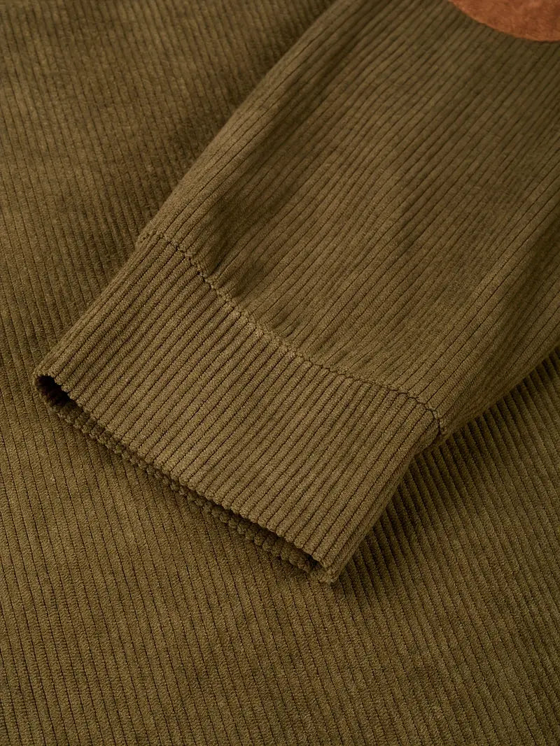 Krieger™ | Klassischer Cordpullover mit Knöpfen & Ellenbogen-Patches