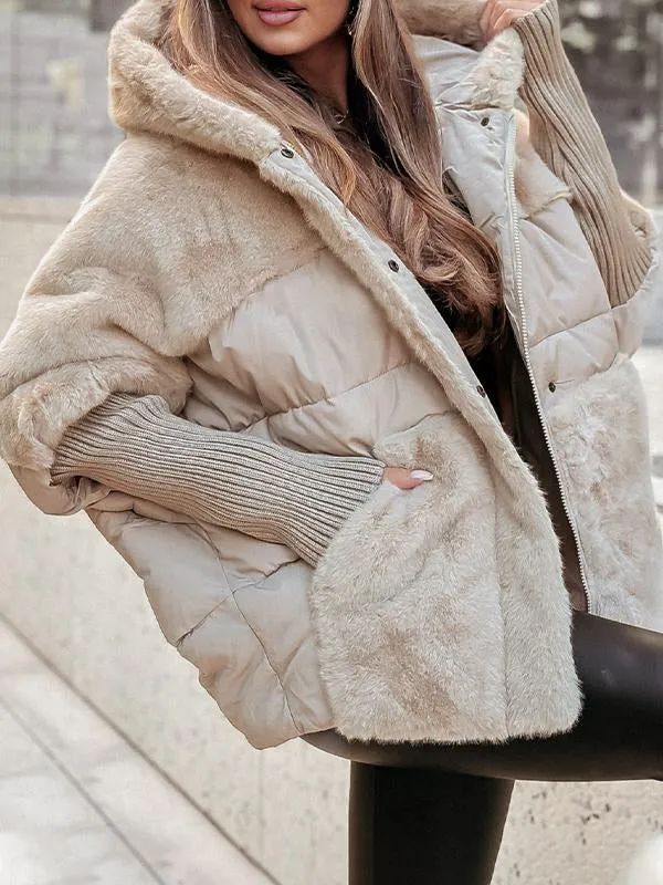 Becker™ | Mehrfarbige Thermojacke mit Kapuze für Damen für den Winter