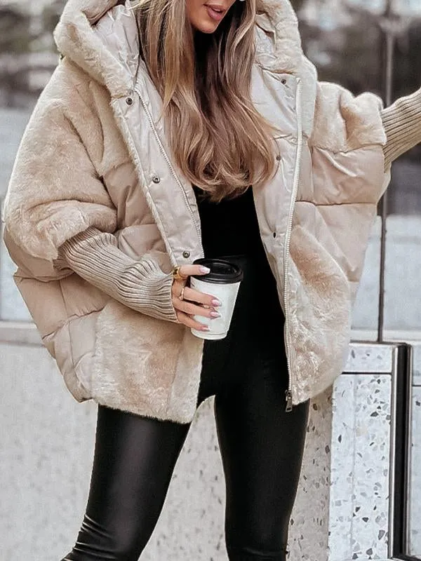 Becker™ | Mehrfarbige Thermojacke mit Kapuze für Damen für den Winter