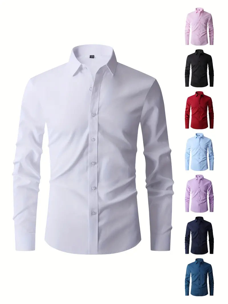 Huber™ | Schlichtes einfarbiges Slim-Fit-Hemd