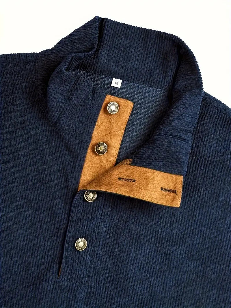 Krieger™ | Klassischer Cordpullover mit Knöpfen & Ellenbogen-Patches