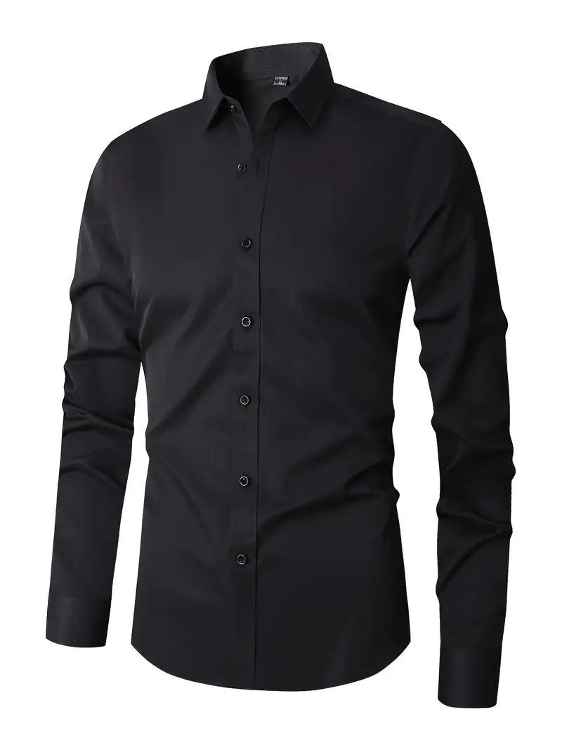 Huber™ | Schlichtes einfarbiges Slim-Fit-Hemd