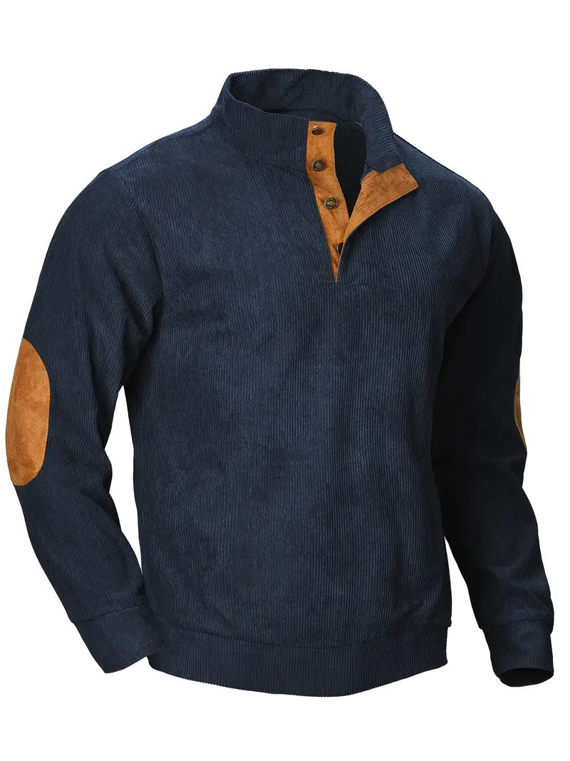 Krieger™ | Klassischer Cordpullover mit Knöpfen & Ellenbogen-Patches