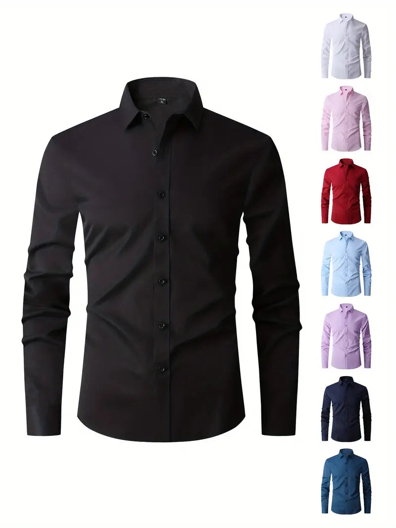 Huber™ | Schlichtes einfarbiges Slim-Fit-Hemd
