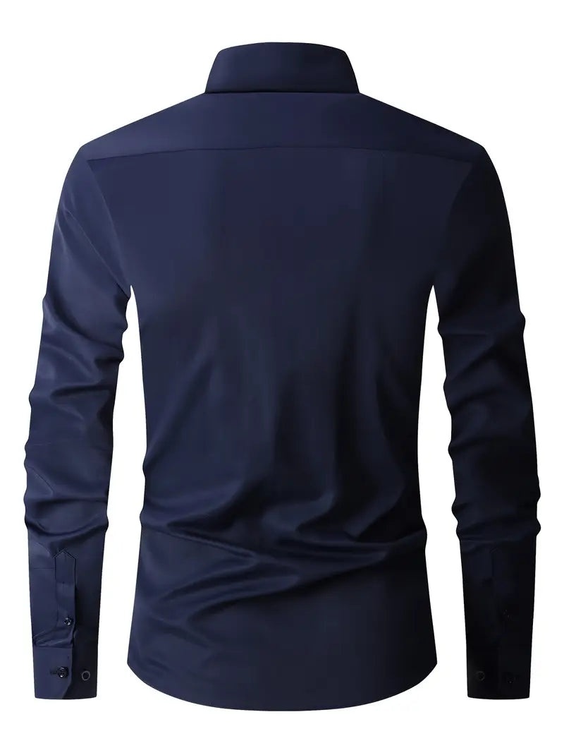 Huber™ | Schlichtes einfarbiges Slim-Fit-Hemd