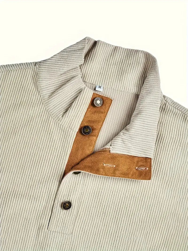 Krieger™ | Klassischer Cordpullover mit Knöpfen & Ellenbogen-Patches
