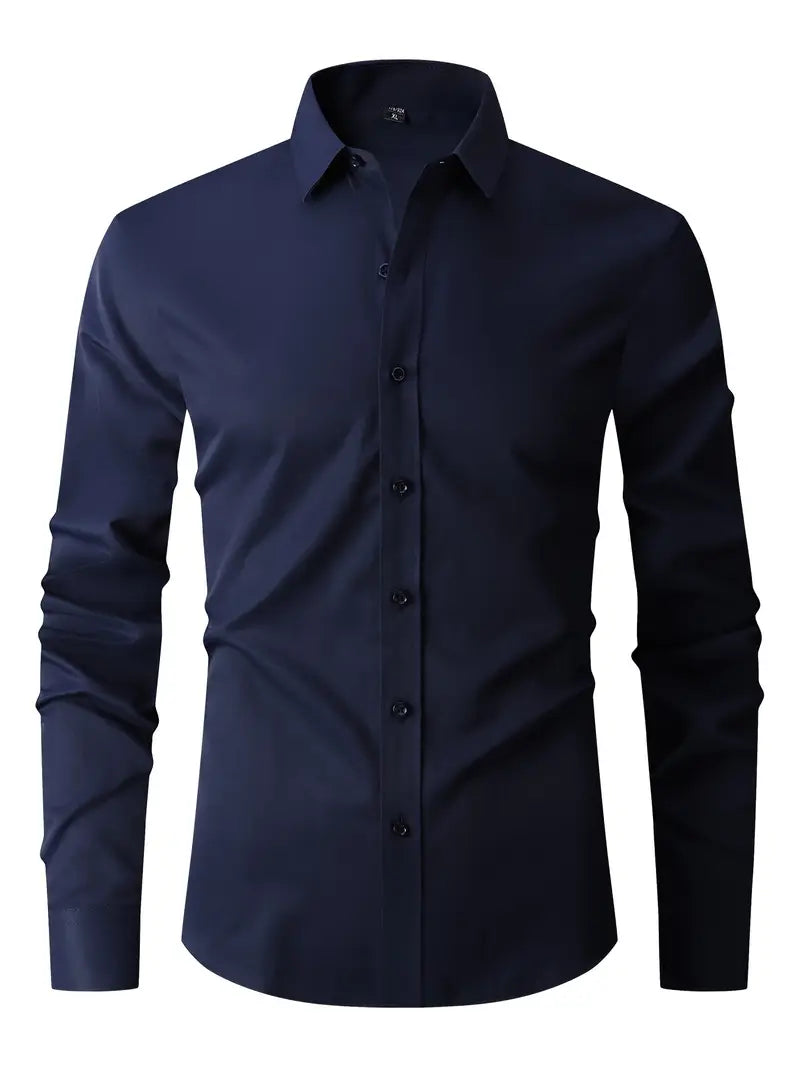 Huber™ | Schlichtes einfarbiges Slim-Fit-Hemd