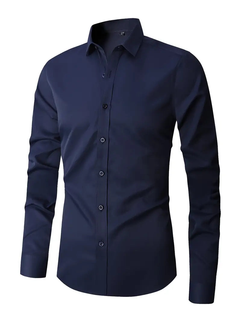 Huber™ | Schlichtes einfarbiges Slim-Fit-Hemd