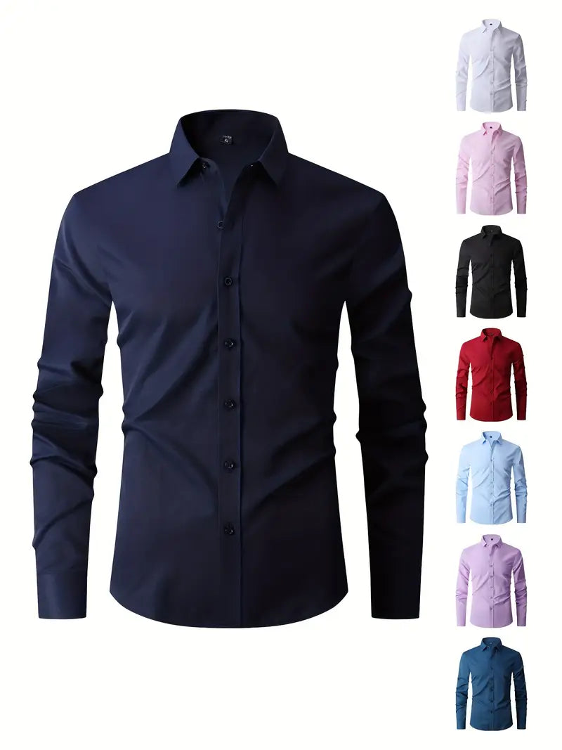 Huber™ | Schlichtes einfarbiges Slim-Fit-Hemd