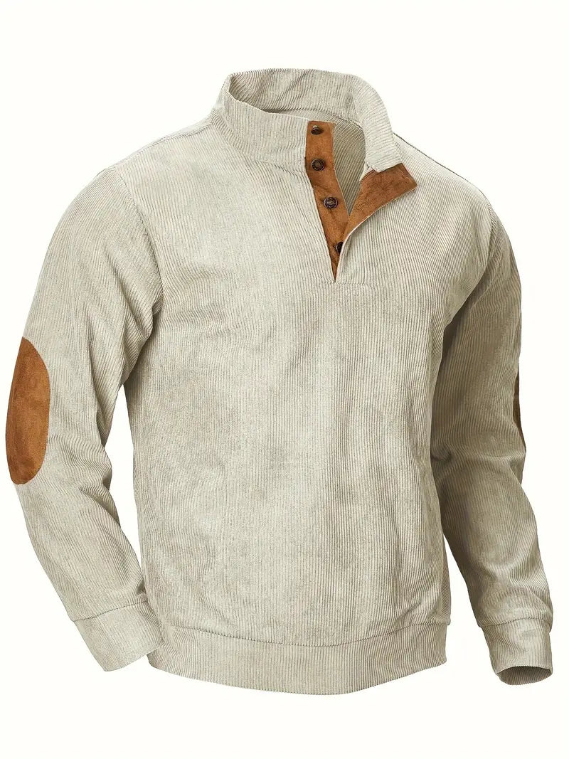 Krieger™ | Klassischer Cordpullover mit Knöpfen & Ellenbogen-Patches