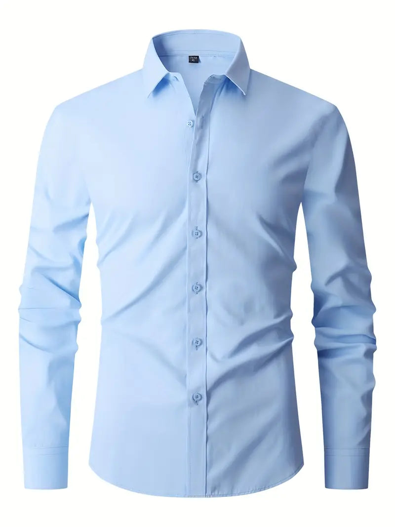 Huber™ | Schlichtes einfarbiges Slim-Fit-Hemd