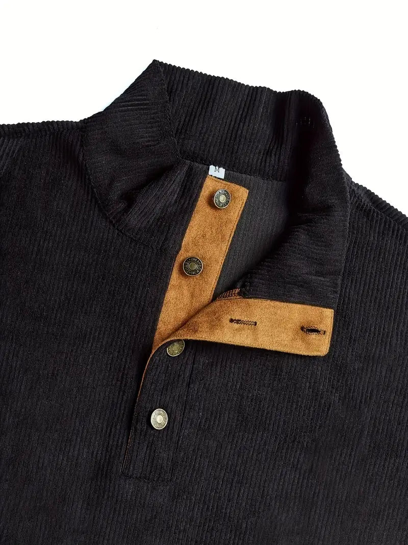 Krieger™ | Klassischer Cordpullover mit Knöpfen & Ellenbogen-Patches
