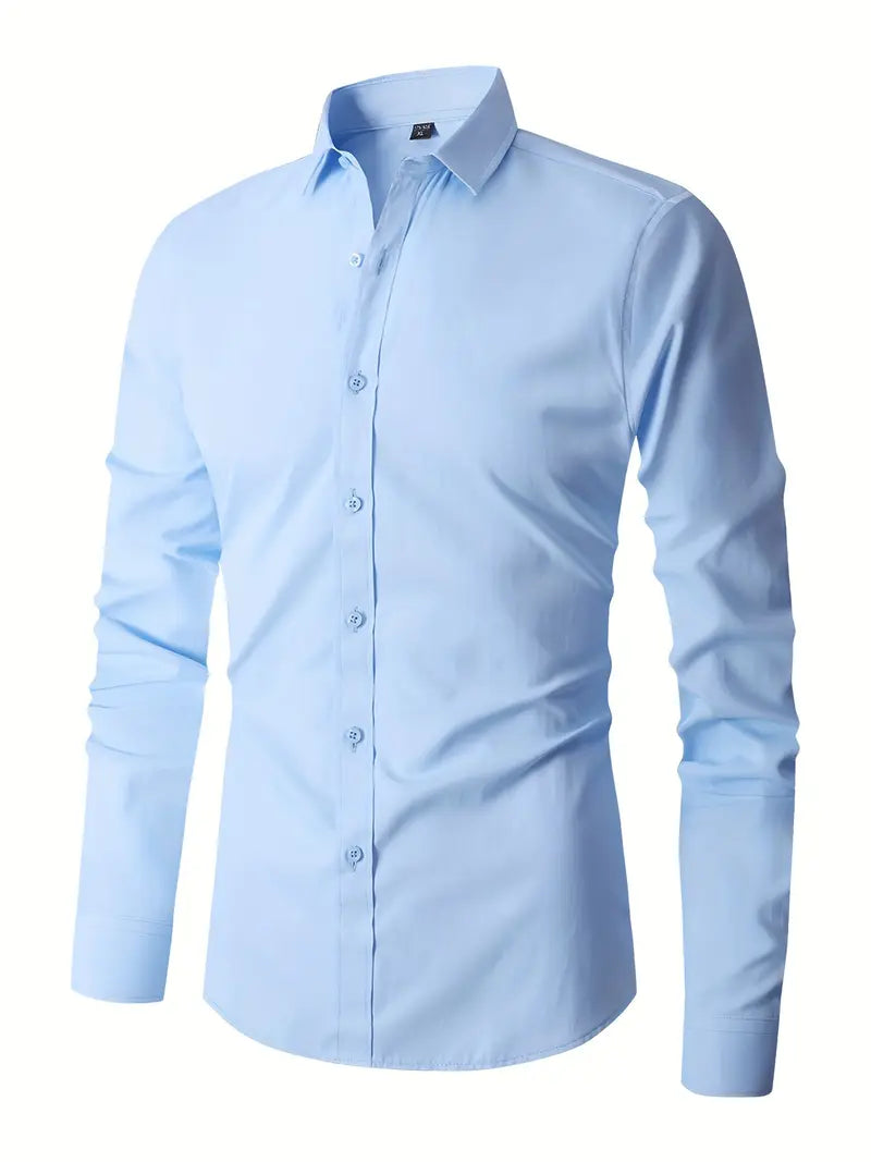 Huber™ | Schlichtes einfarbiges Slim-Fit-Hemd