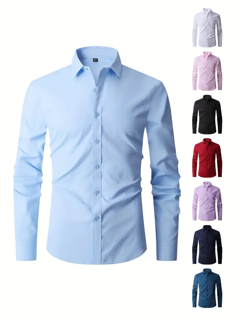 Huber™ | Schlichtes einfarbiges Slim-Fit-Hemd