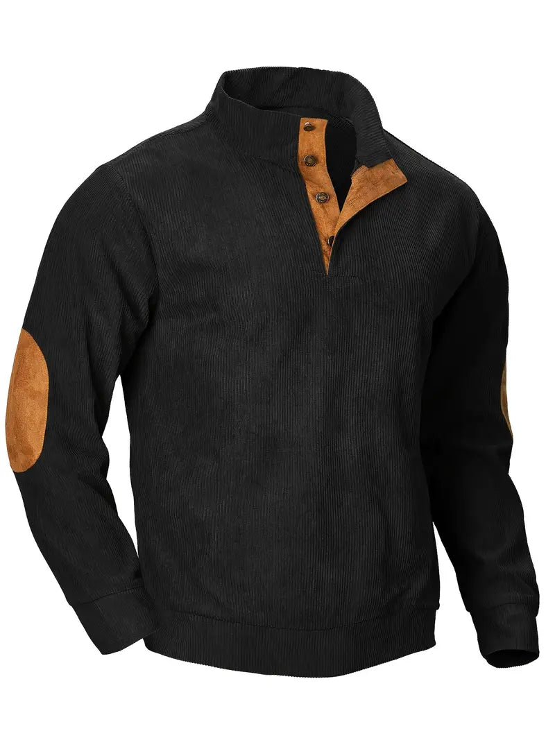 Krieger™ | Klassischer Cordpullover mit Knöpfen & Ellenbogen-Patches