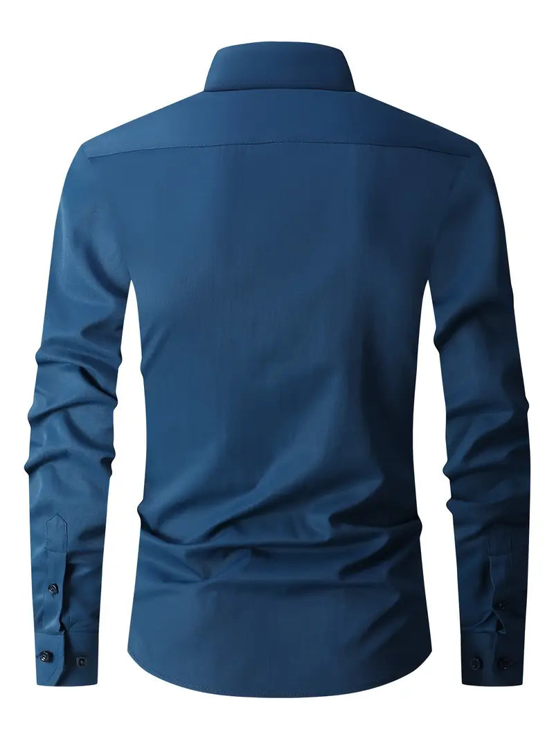 Huber™ | Schlichtes einfarbiges Slim-Fit-Hemd