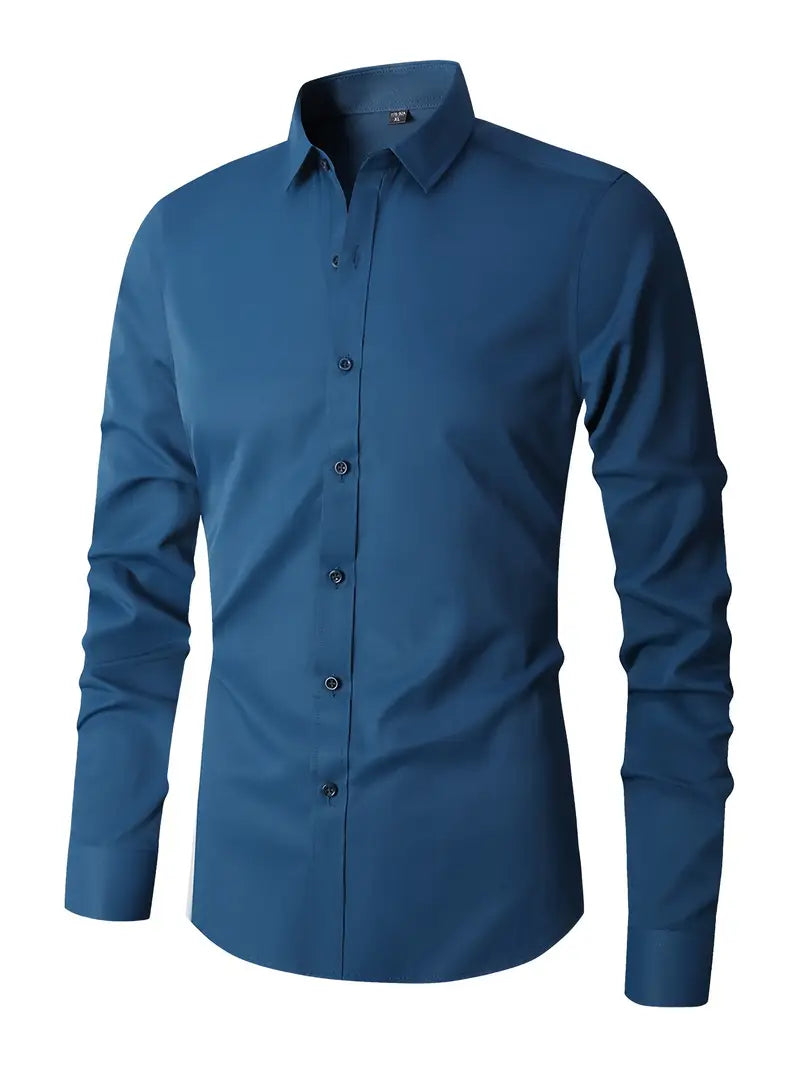 Huber™ | Schlichtes einfarbiges Slim-Fit-Hemd
