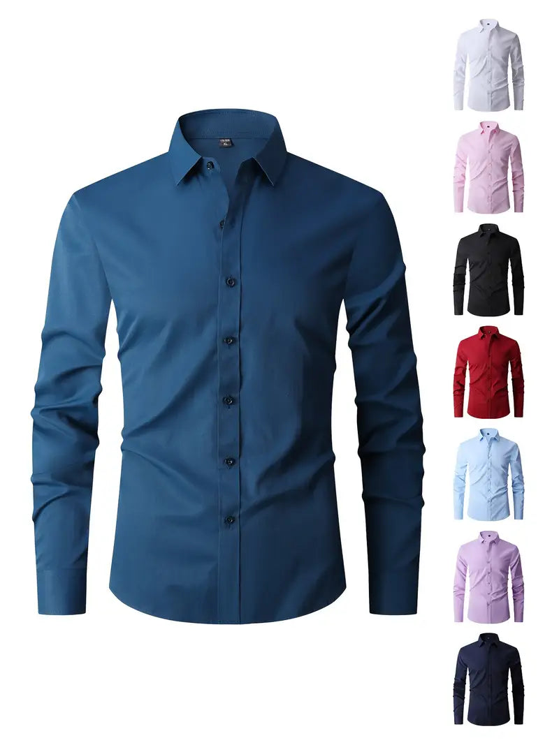 Huber™ | Schlichtes einfarbiges Slim-Fit-Hemd