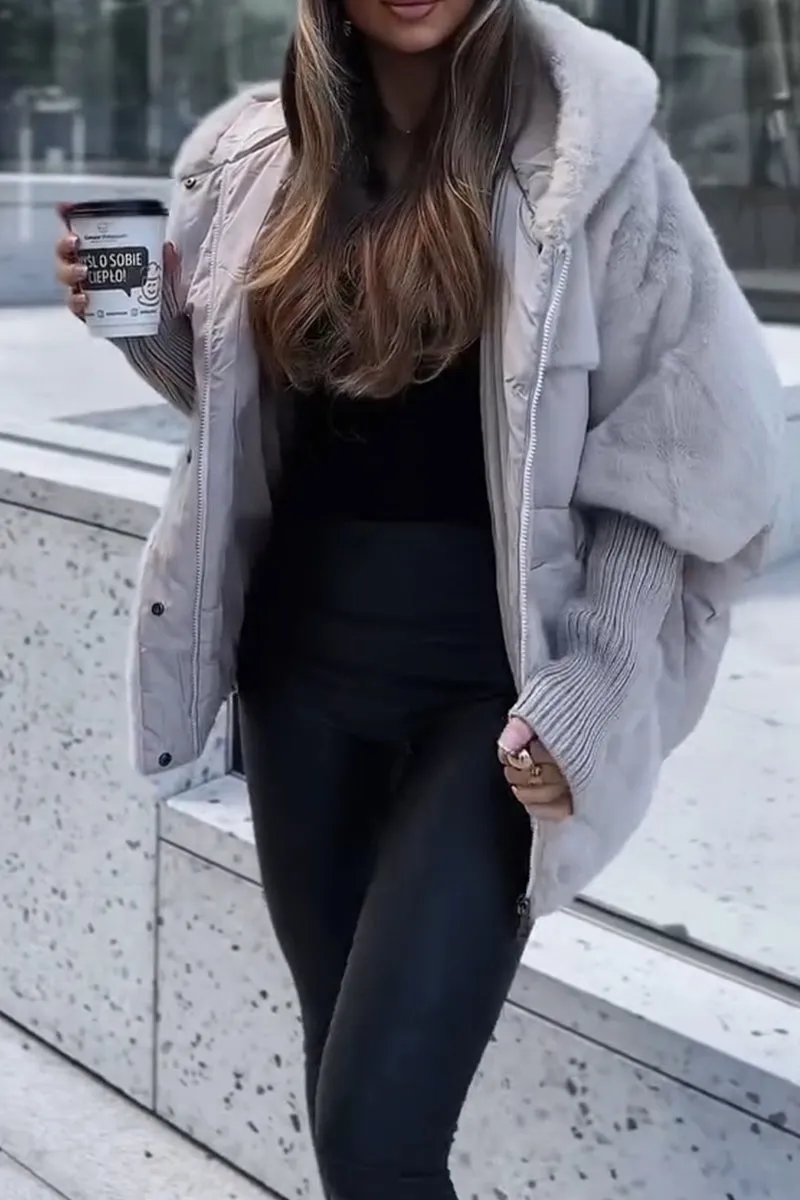 Becker™ | Mehrfarbige Thermojacke mit Kapuze für Damen für den Winter