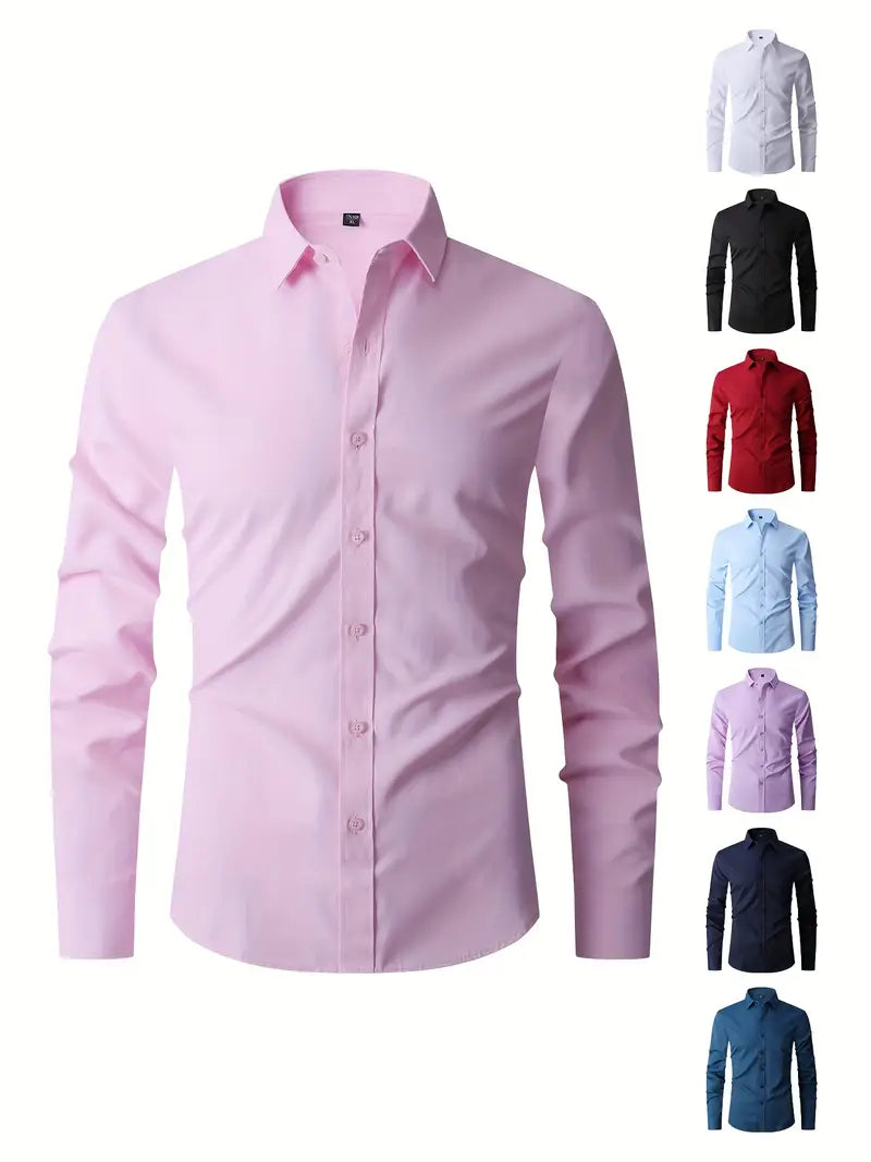 Huber™ | Schlichtes einfarbiges Slim-Fit-Hemd