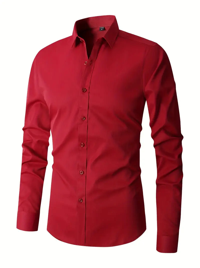 Huber™ | Schlichtes einfarbiges Slim-Fit-Hemd