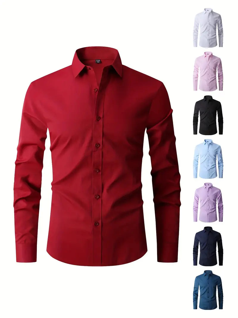 Huber™ | Schlichtes einfarbiges Slim-Fit-Hemd