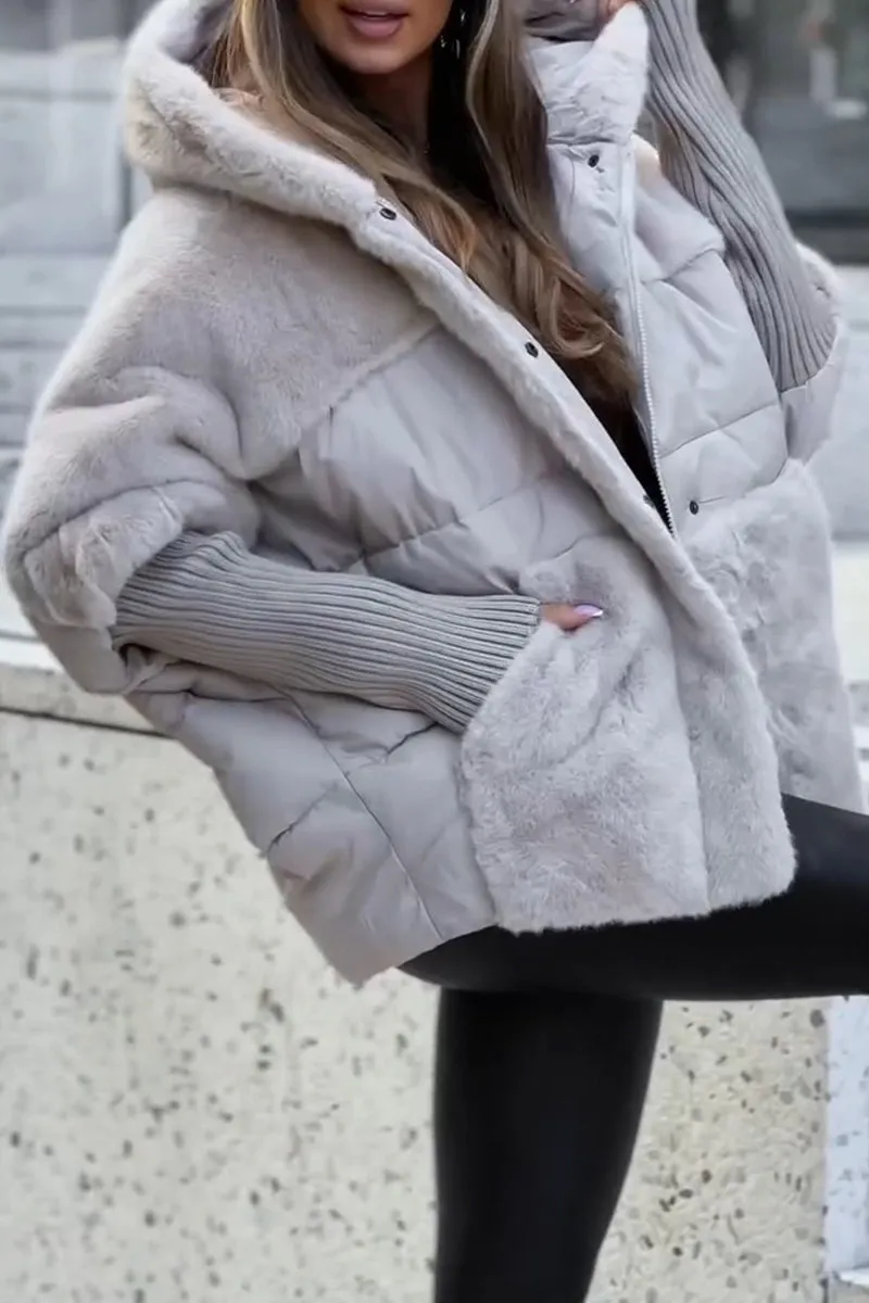 Becker™ | Mehrfarbige Thermojacke mit Kapuze für Damen für den Winter