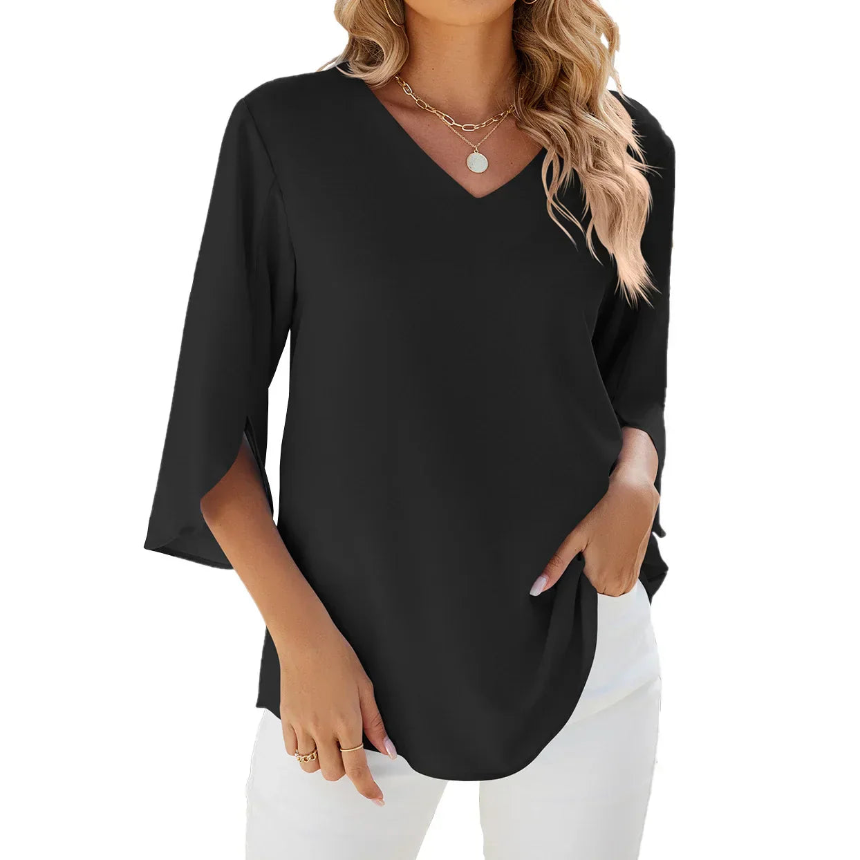 Holtmann™ | Bluse mit V-Ausschnitt