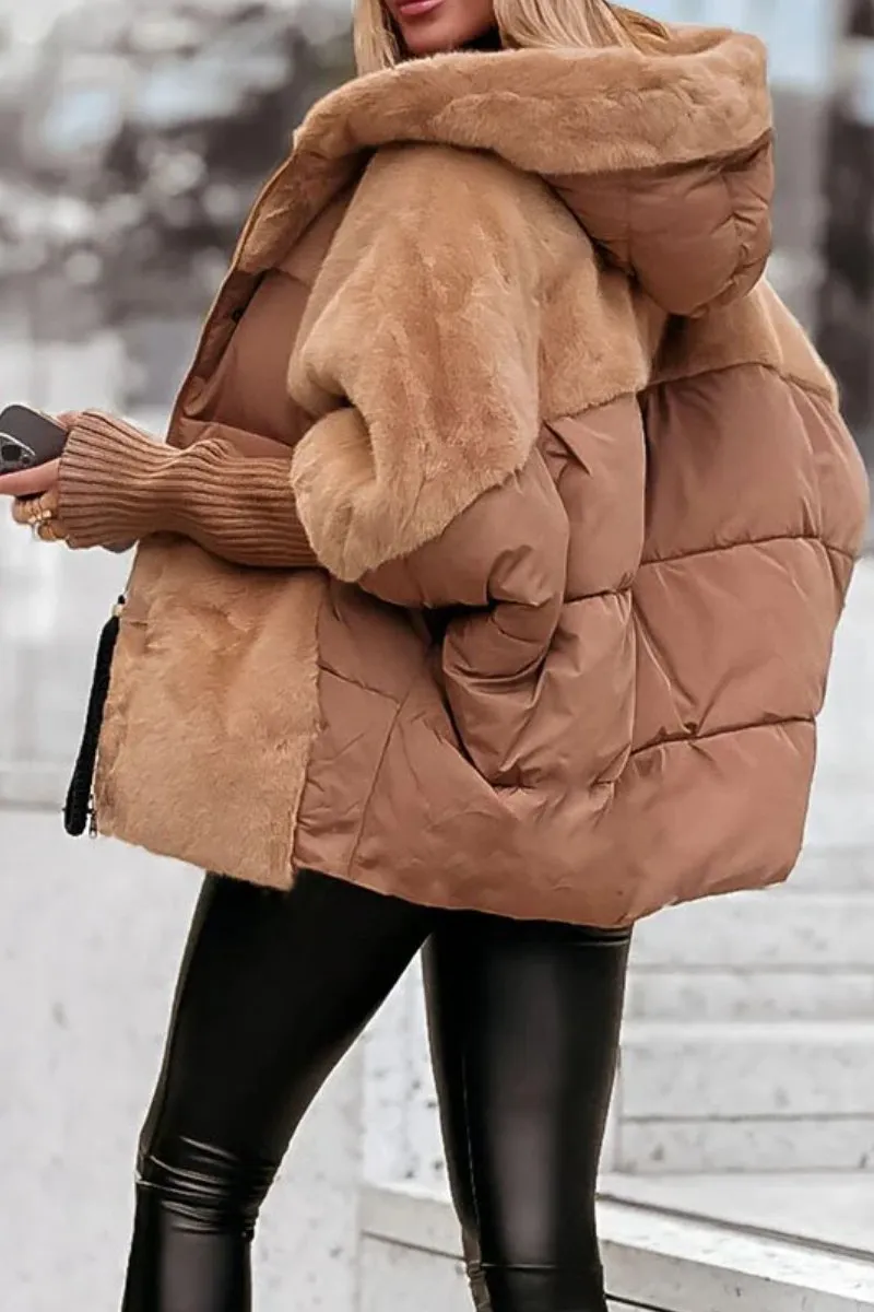 Becker™ | Mehrfarbige Thermojacke mit Kapuze für Damen für den Winter