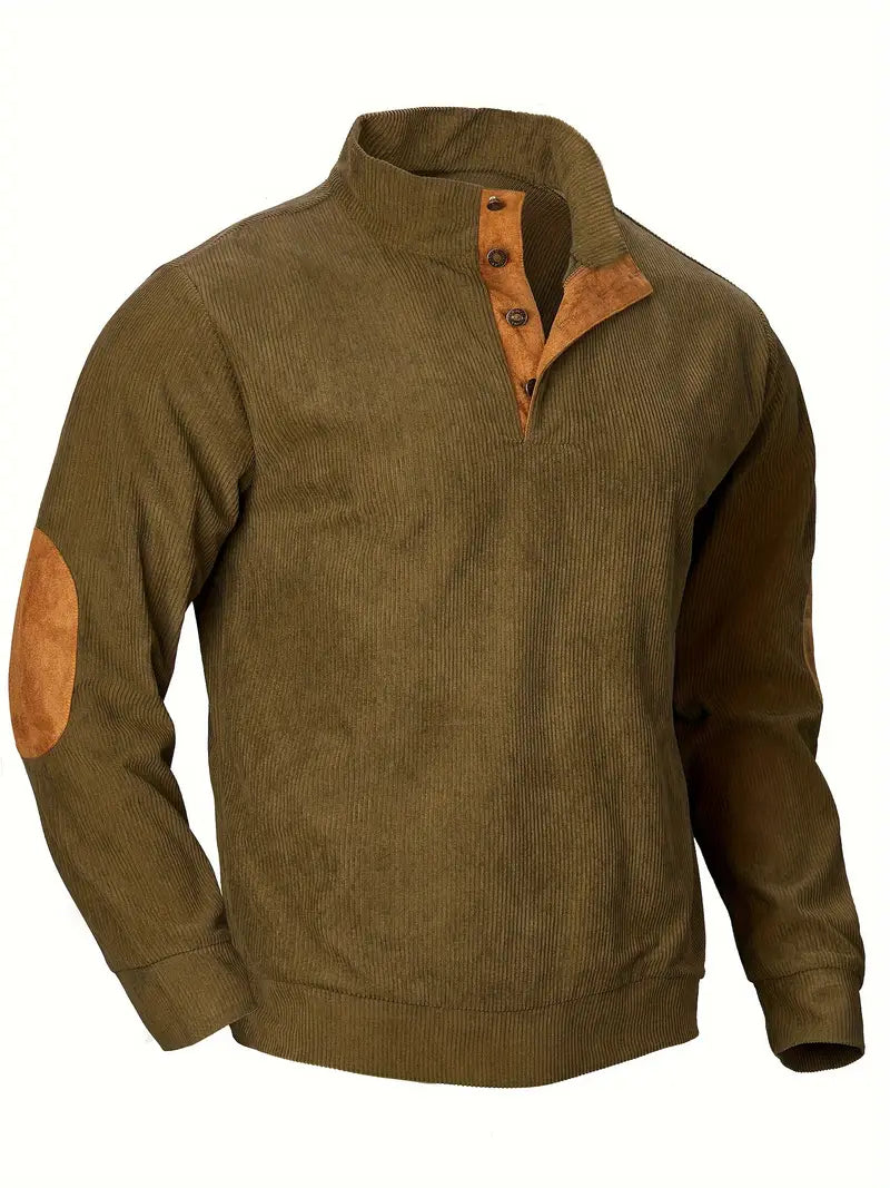 Krieger™ | Klassischer Cordpullover mit Knöpfen & Ellenbogen-Patches